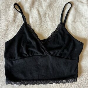 Elegant Black Lace Trim Bralette